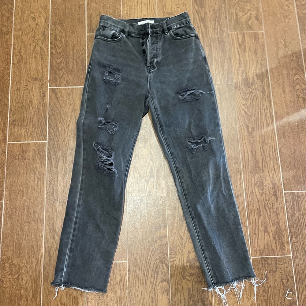 PacSun distressed high rise straight jeans gray 25